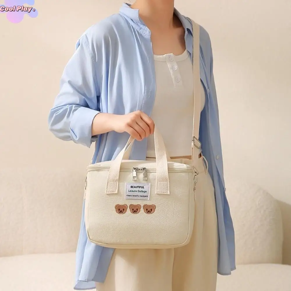 

Canvas Mummy Bag Bear Cartoon Baby Diaper Organizer Baby Care Storage Multifunctional Women Handbag Stroller Accessories