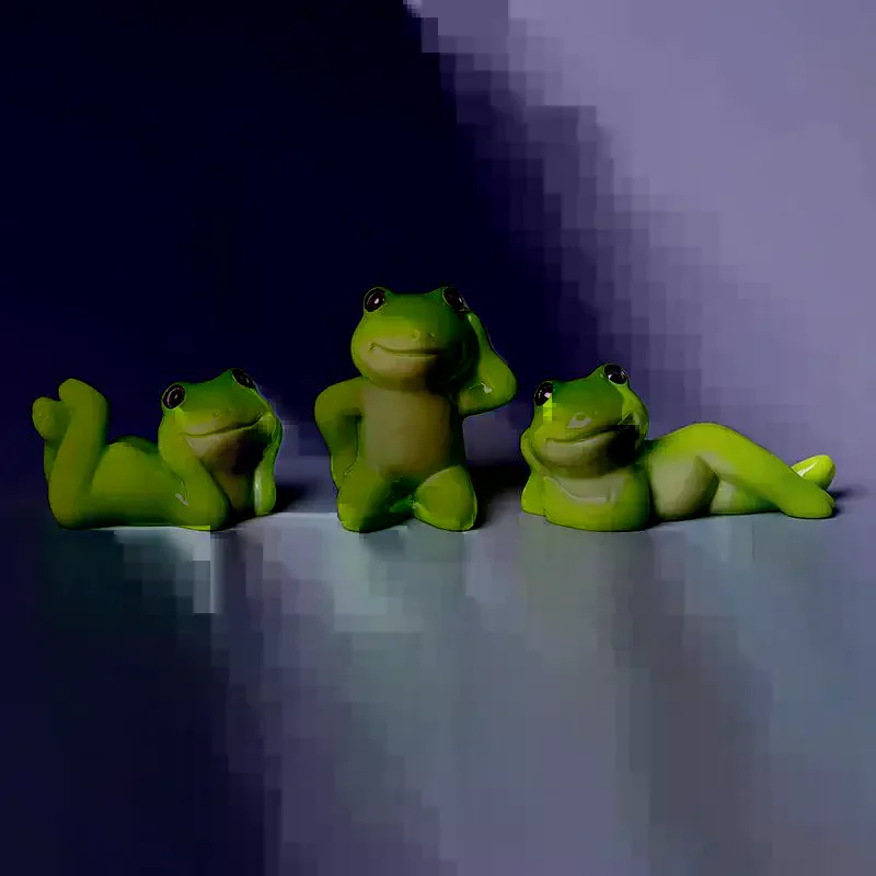 6 PcsCute Mini Resin Frog Figurine Set With Various Relaxing Poses Perfect For Fairy Garden Desktop Potted Plant Decor