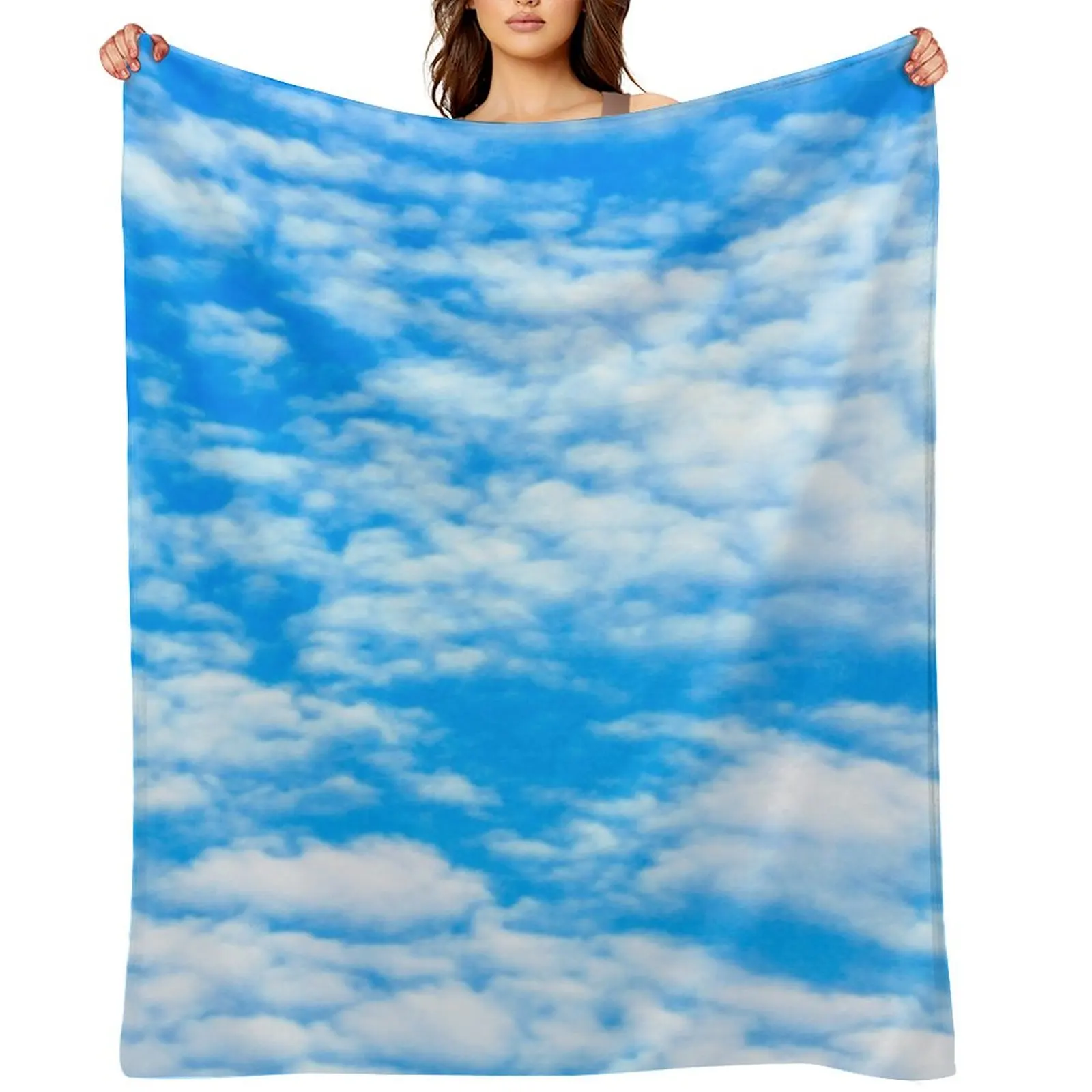 Cloudy Day Throw Blanket Baby Soft Plaid Loose Flannel Camping Personalized Gift Blankets