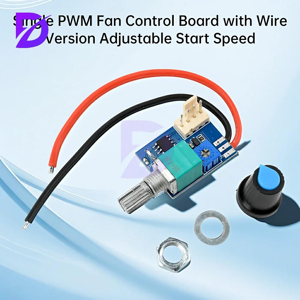 12V Single PWM Fan Control Module Speed Controller w/ Cable w/ Switch 4pin Small Power