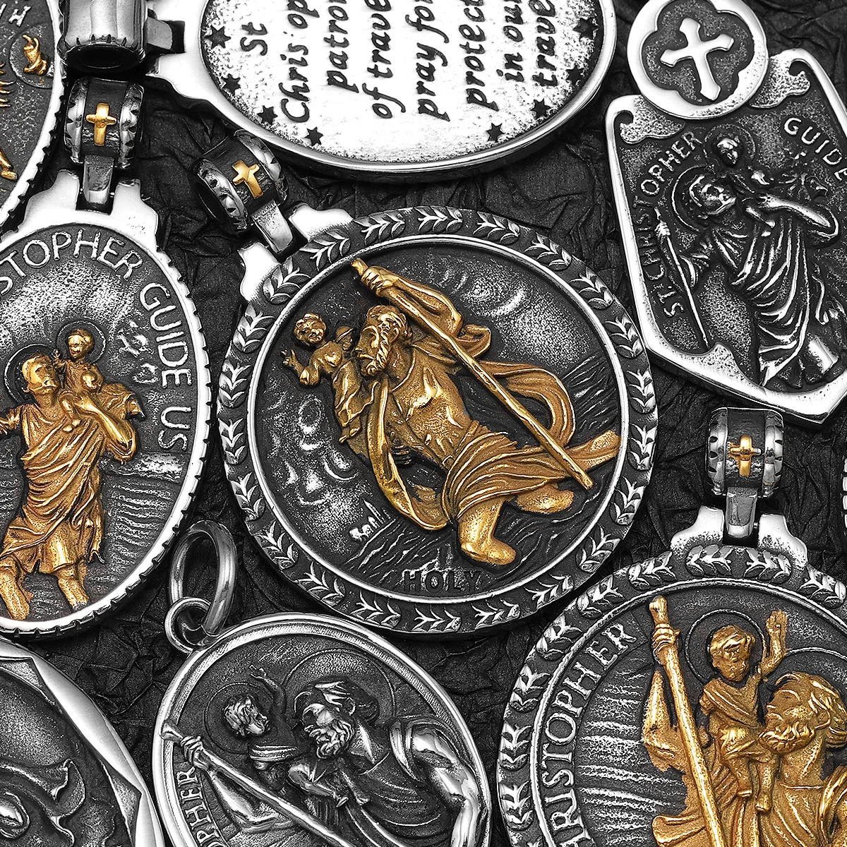 سانت كريستوفر تميمة الفولاذ المقاوم للصدأ الرجال القلائد سلسلة بدلاية فاسق خمر جديد في للنساء هدايا مجوهرات الأزياء بالجملة