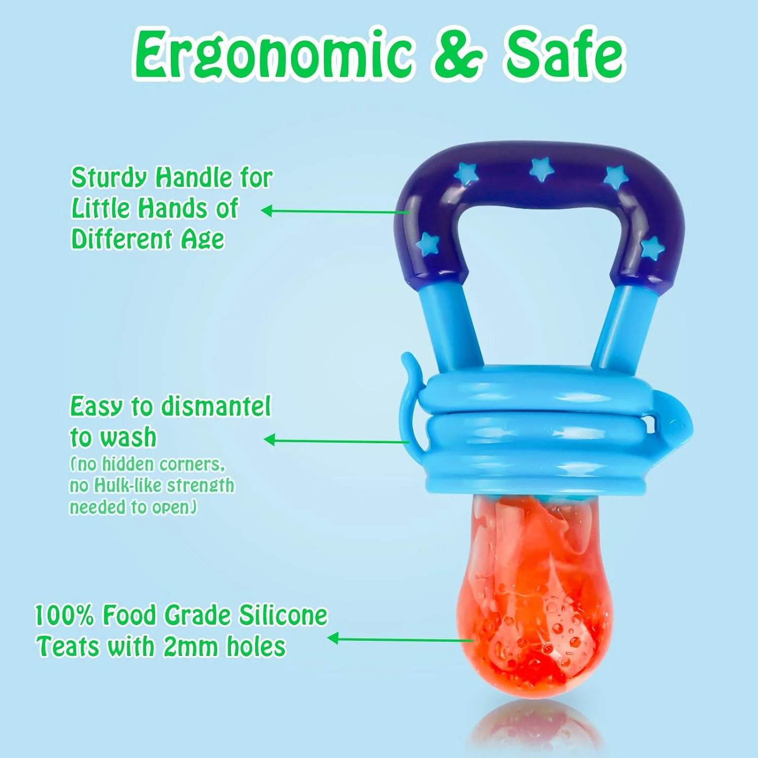 Baby Fruit Feeder/Food Feeder Pacifier for Babies (2 Pack) -  Mesh Teethers for Babies, Infant Teething Toy in Appetite Stimulat