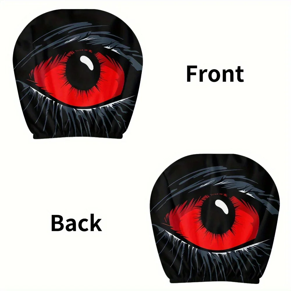 لـ General Motors 2 قطعة أغطية مسند رأس عين الشيطان الأحمر، ديكور سيارة قوطي أحمر أسود، نماذج GM مناسبة عالمية قابلة للغسل #4