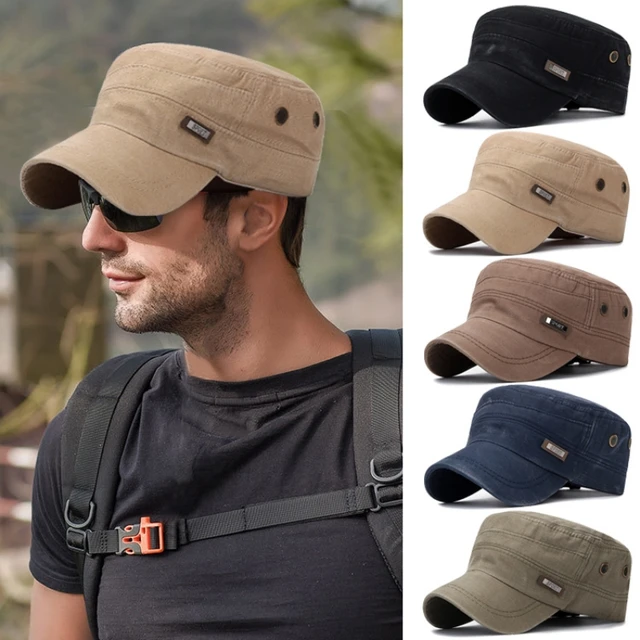 New Fashion Men flat top Cap Summer spring Casual Cadet Hat Washed Cotton Flat Top Caps unisex sun Hats Man Caps AliExpress