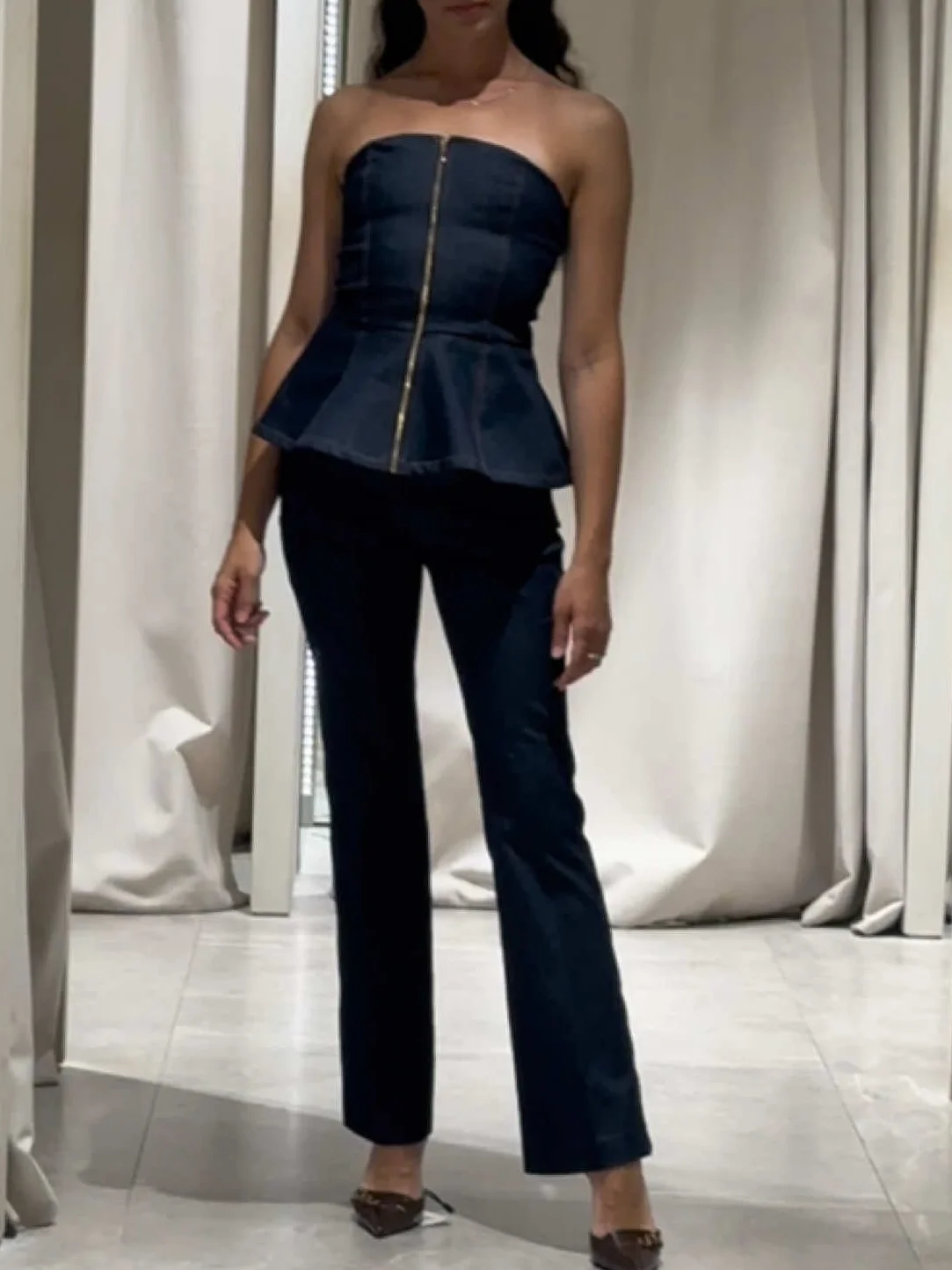 

Denim Corset Retro Summer Off-the-shoulder Short Women Sexy Backless Tube Top Women Sleeveless Cropped Top Straight Jeans Suit