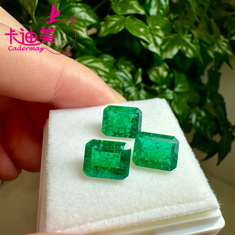 

CADERMAY 9# Muzo Lab Grown Hydrothermal Emerald With Inclusions Gemstone Emerald Shape AGL Certificate For Jewelry Making DIY