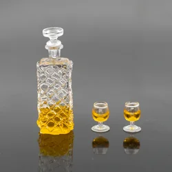 1Set 1/12 Doll House Miniature Resin Wine Bottle Goblet Set Simulation Drink Model Toy Mini Decoration Dollhouse Accessories