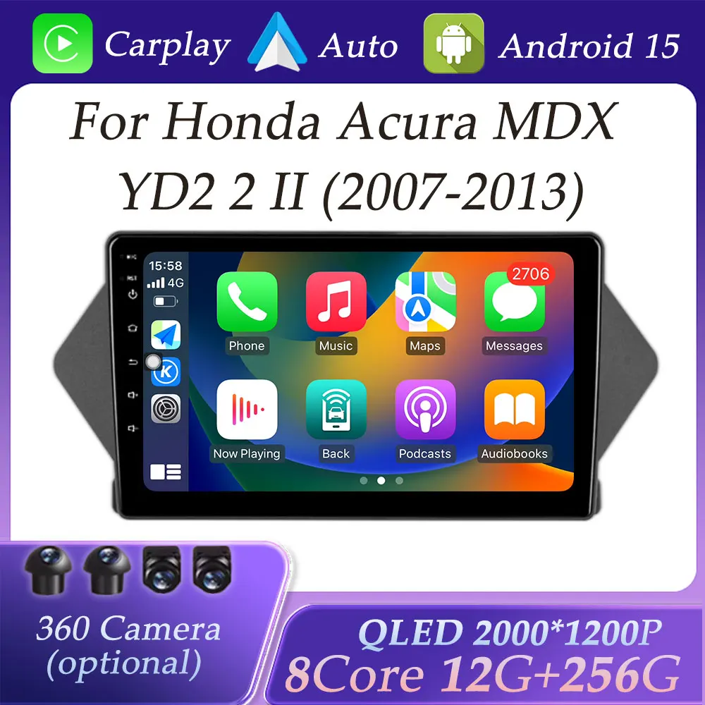 

Car Radio Audio Multimedia Player HD Screen for Honda Acura MDX YD2 2 II 2007 - 2013 Carplay Split Screen GPS Navig DSP Stereo