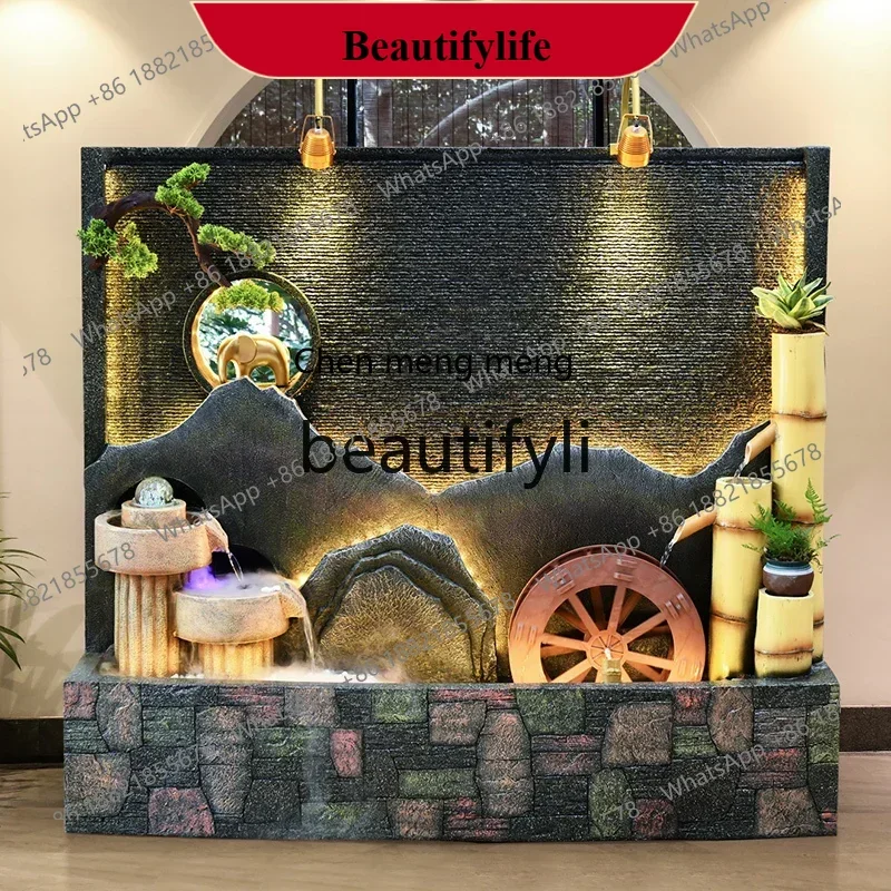 D178  Large water curtain wall entrance running water screen hotel courtyard rockery waterfall fountain ornament