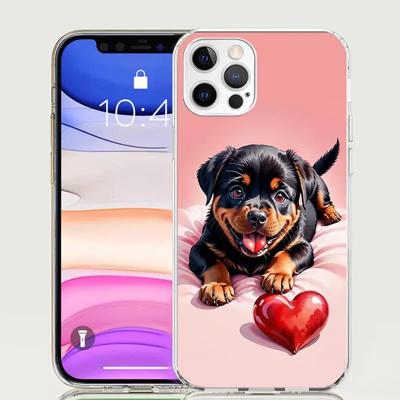 Lovely Puppy Heart Dogs Phone Case For Apple Iphone 11 12 13 Mini 14 15 16 Pro Max 7 Plus X XS XR SE Art Customized Coque Capa