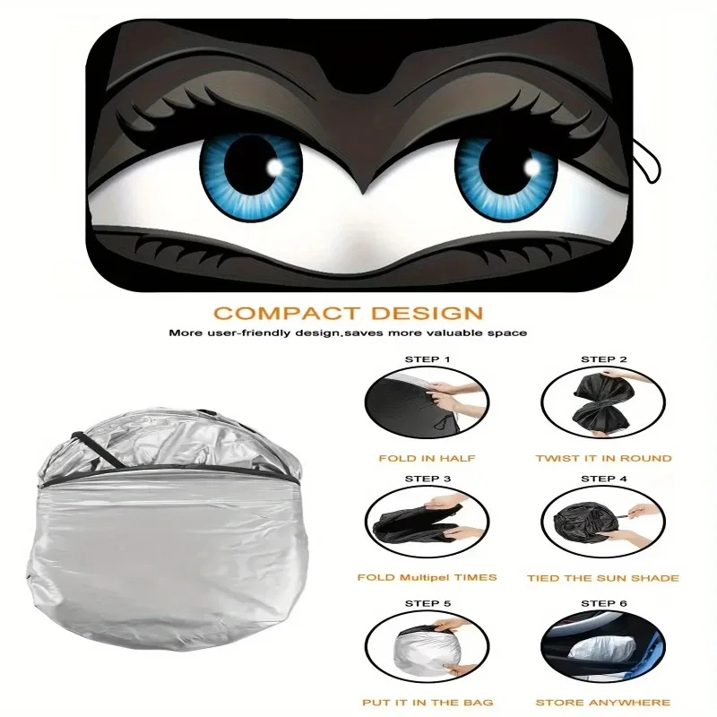 Cartoon-Foldable Windshield Sun Shade – UV & Heat Protection for Car Interior, Easy-Install Automotive Sunshade