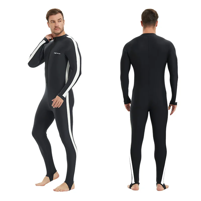 Traje de baño de manga larga para hombre, traje de buceo, protección solar, impermeable, secado rápido, UPF 50 + Lycra