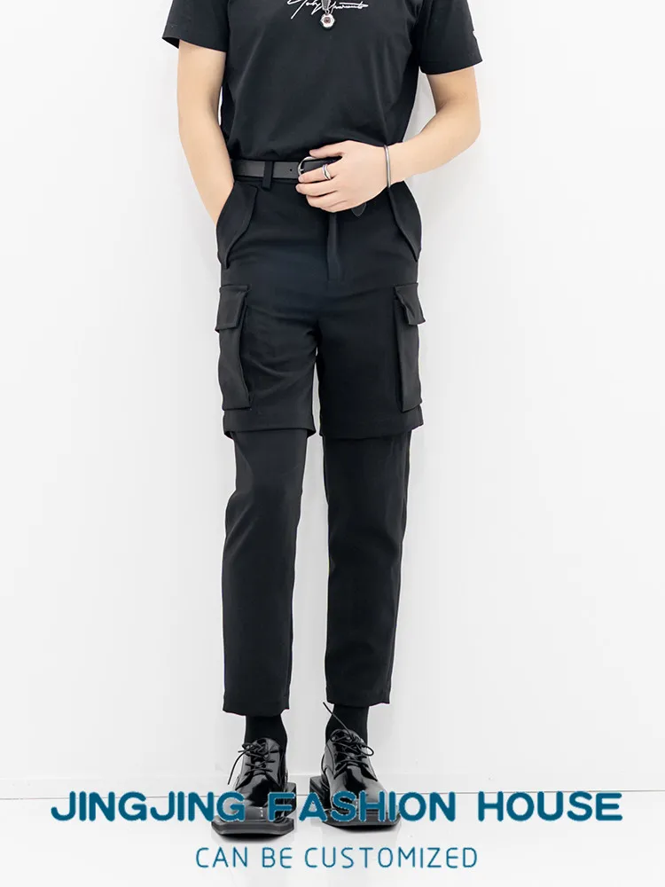 S-6XL!!2022 Spring and Autumn original men's double slim pants casual pants black casual style