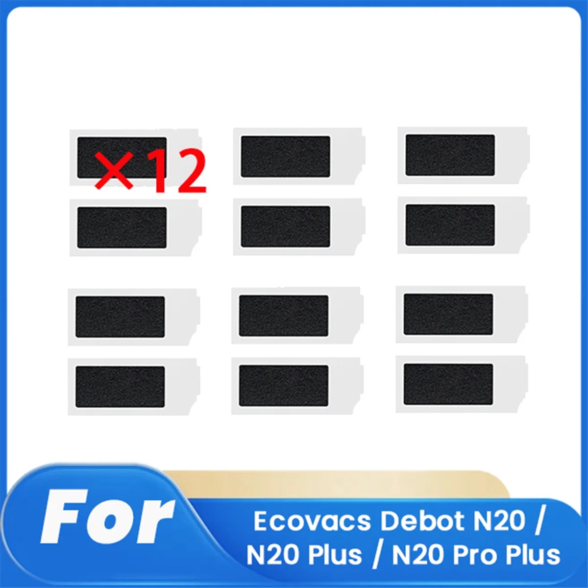 12-teiliger Reinigungsfilter für Ecovacs Deebot N20 / N20 Plus / N20 Pro Plus ing Roboterzubehör