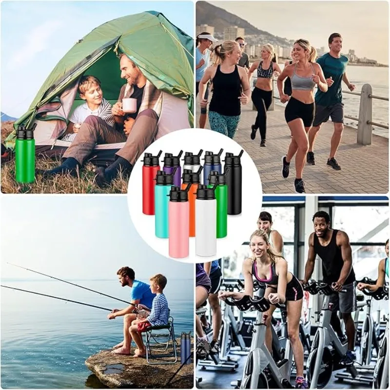 زجاجة مياه رياضية من الألومنيوم سعة 20 أونصة، مقاومة للتسرب، خفيفة الوزن، تصميم خالٍ من مادة BPA لركوب الدراجات والمشي لمسافات طويلة والجري والاستخدام في صالة الألعاب الرياضية في الهواء الطلق