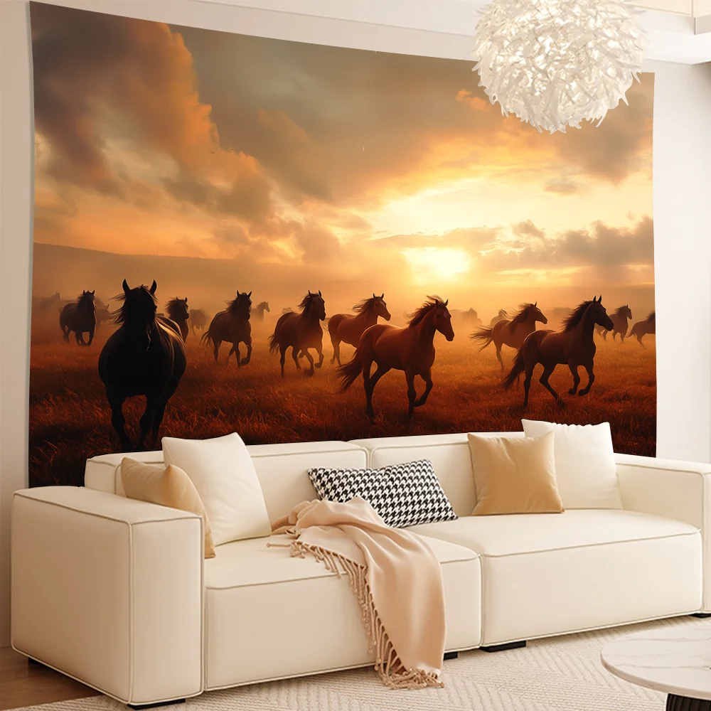 free-running steed Digital printing polyester wall hanging tapestry decorative Living room bedrooms Office background gift