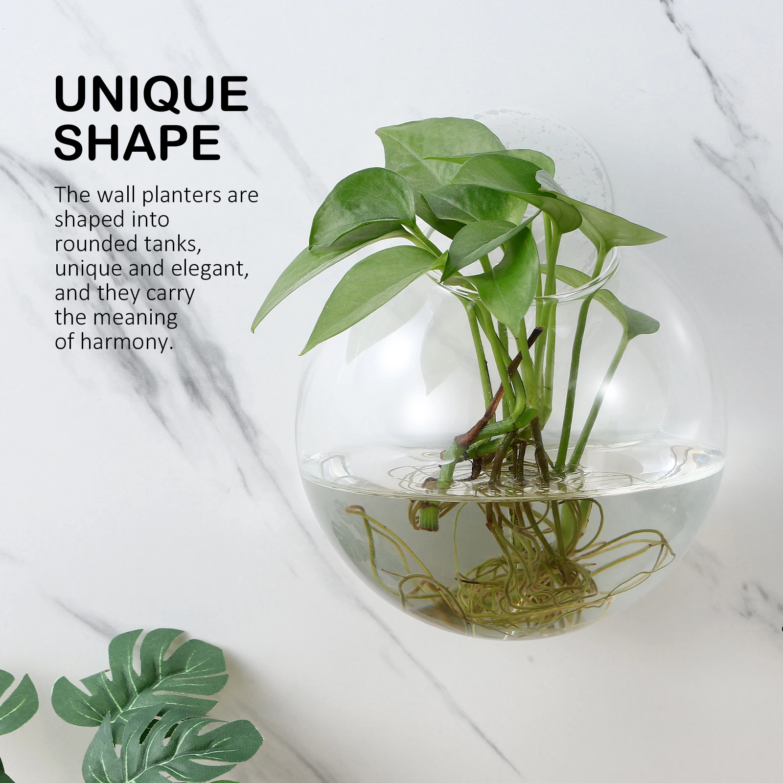 

4pcs Wall Hanging Glass Planters Round Vases Hydroponics High Transparency Space Saving Design Suitable For Indoor Decor