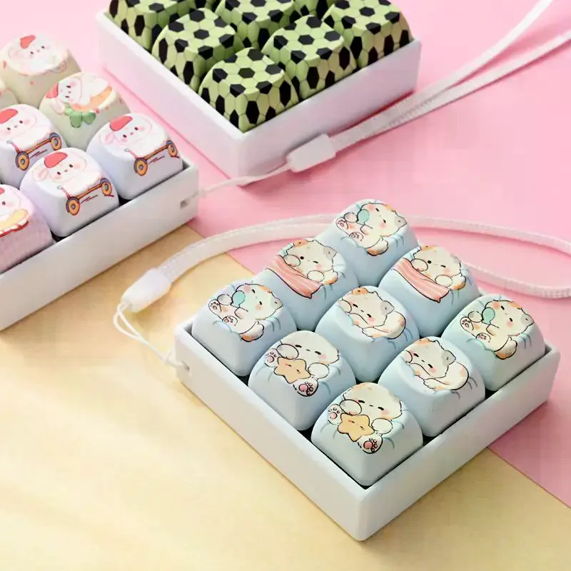 Cartoon Soccer Pattern 9-Key Keyboard Button Stress Relief Toy Pendant Bag Decor