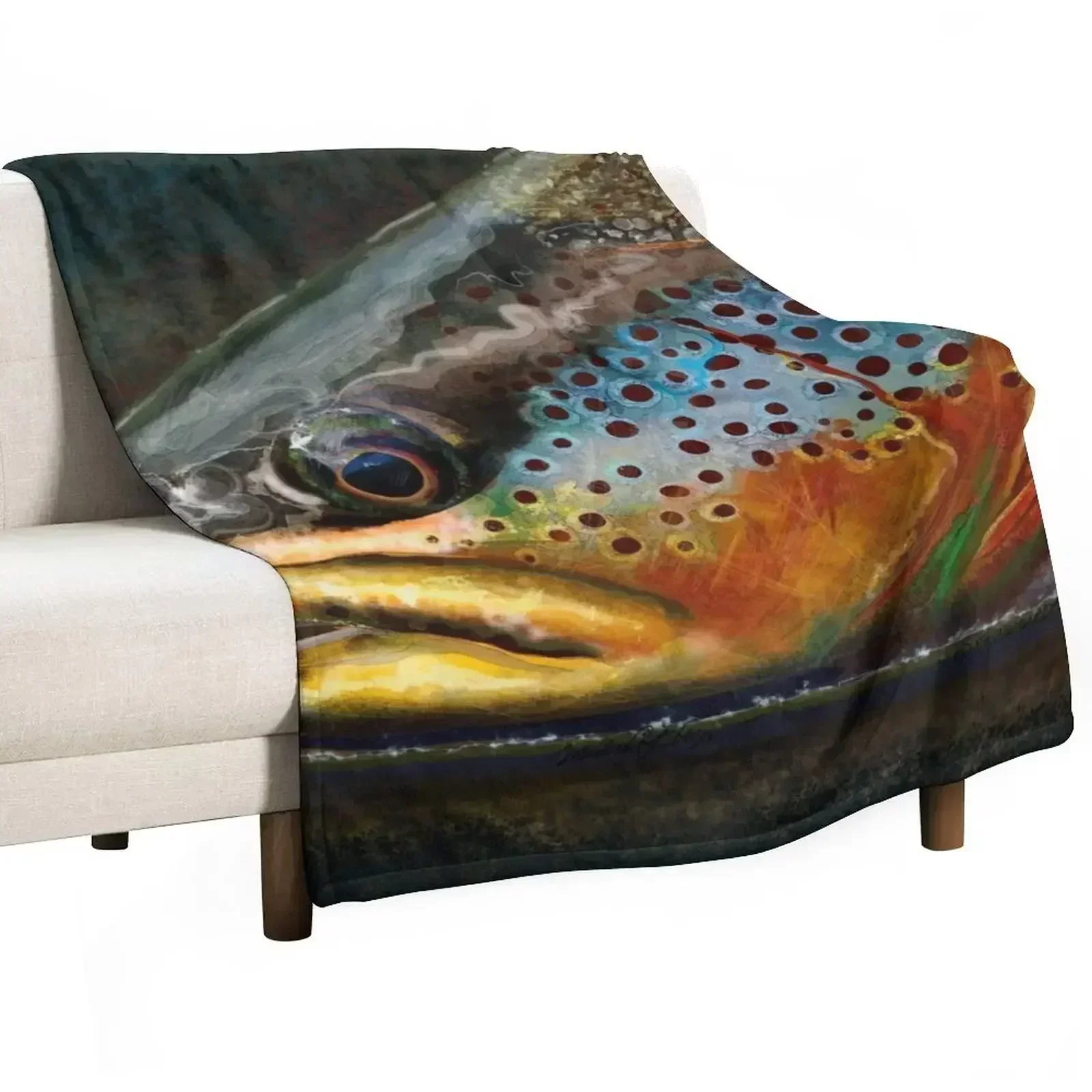 The Night Hunter Wild Brown Trout Throw Blanket Baby warm for winter Blankets