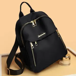 Simple Black Large Capacity Women's Backpacks Solid Travel Bag Harajuku Student Backpack Oxford Bags Unisex 12 Main Sales Black Women's Backpack - №8