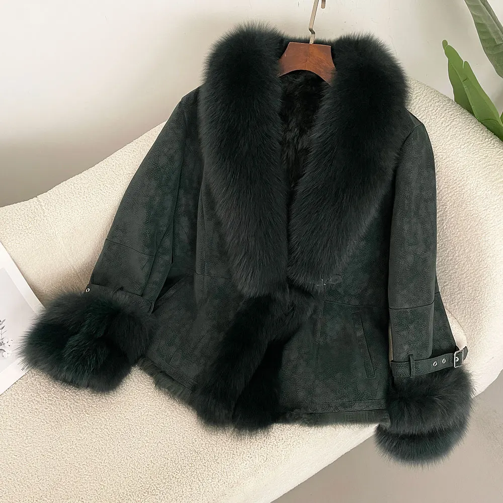 Real Raccoon Fox Fur Collar Rabbit Fur Jacker Winter Fur Coat Women Thick Warm Outerwear 2024 New Liner Real Fur Coat