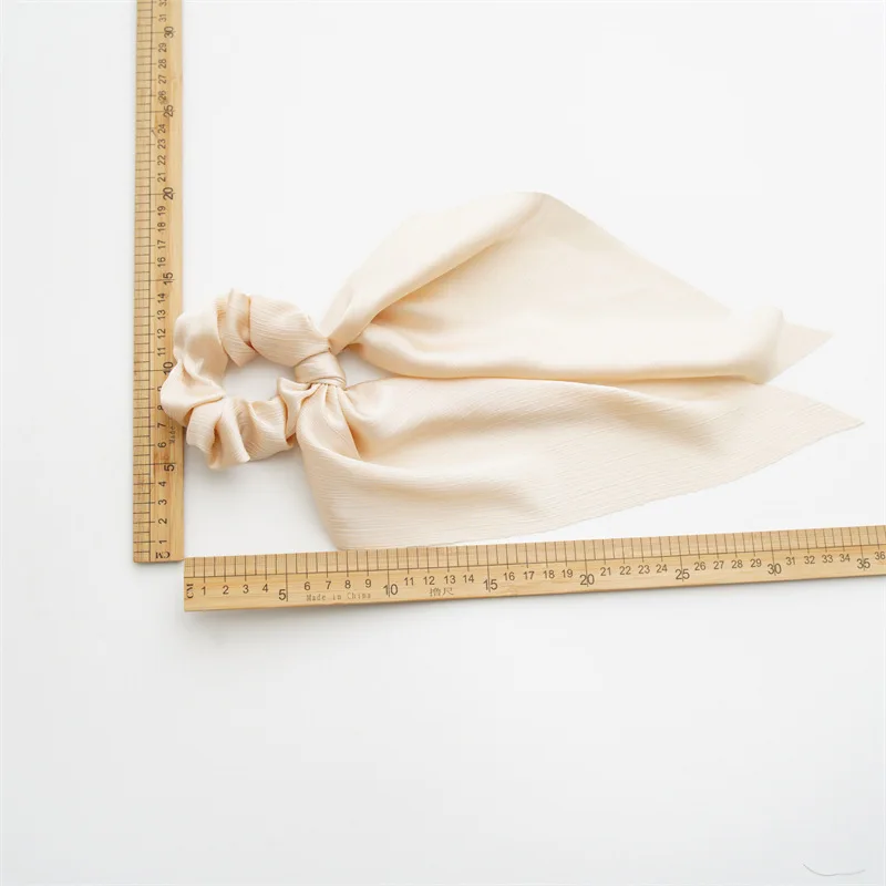 Reine Farbe Lange Band Schleife Scrunchies Satin Pferdeschwanz Mode Haargummis Frauen Mädchen Elastische Haarbänder Kopfbedeckung Haarschmuck – Detail 1