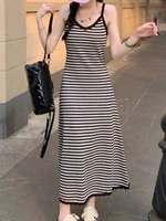 Summer Slimming High Waist V-Ne Wrap Body Lazy Sle Bla Stripe Knitted ter Dr Women Long Dr Trendy - Image 2