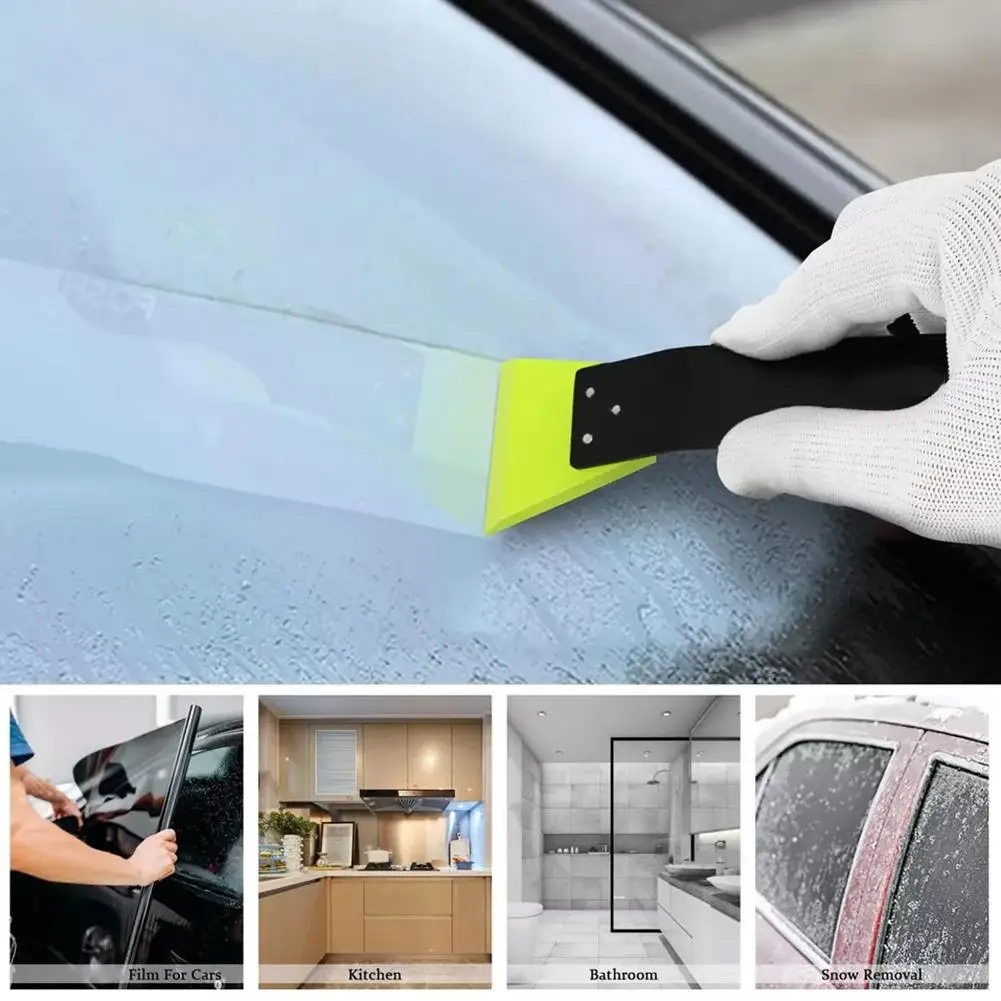 1/2pcs Soft Rubber Scraper Metal Handle Squeegee For Wrapping Car Quick Clean Snow Removal Shovel Tools