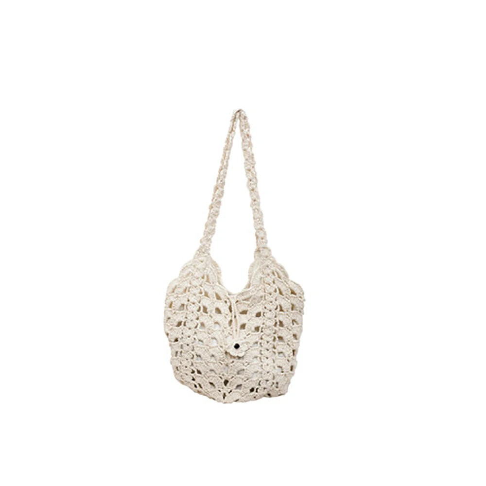 Women's Crochet Hollow Out Woven Shoulder Bag Retro Casual Aesthetic Daily Shopping Tote Bags Beach Vacation Handbags 2026