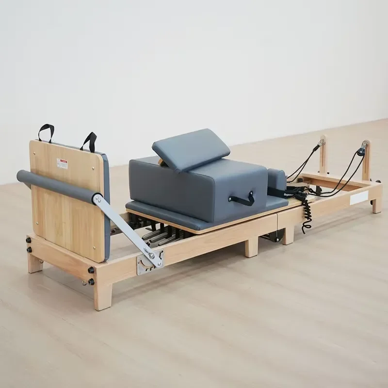 for Factory Commercial Grade Oak Wood Pilates Reformer Foldable CE ISO Certified for Professional Pilates Studio