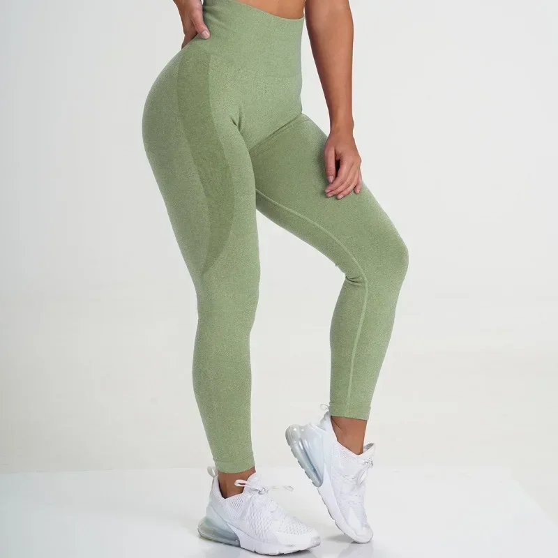 Seamless Knitted GYM Sport Legging Pants Women High Waist Slim Yoga Pants Casual Women Breathable Push Up Running Leggings 30168