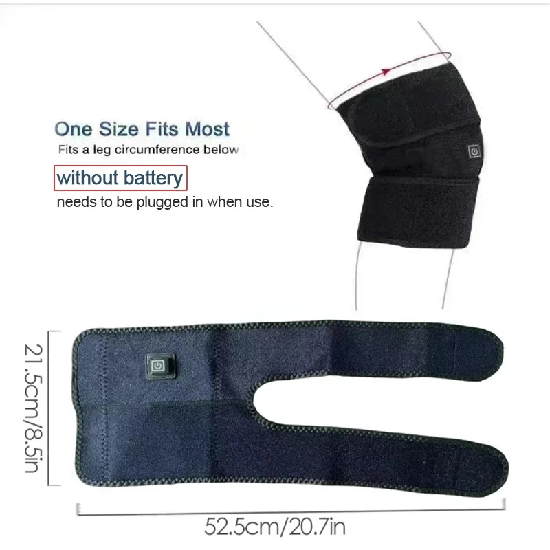 Heating Knee Massage Belt with Adjustable Protector for Knee Area 3 Temperature Design Single Black Heating blanket usb Cobijas