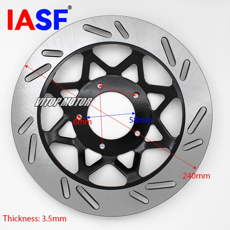 IASF Disco de freno de 240mm de diámetro para SYM XS ZH125-A GY6 chino Honda Yamaha scooter ATV ciclomotor go kart