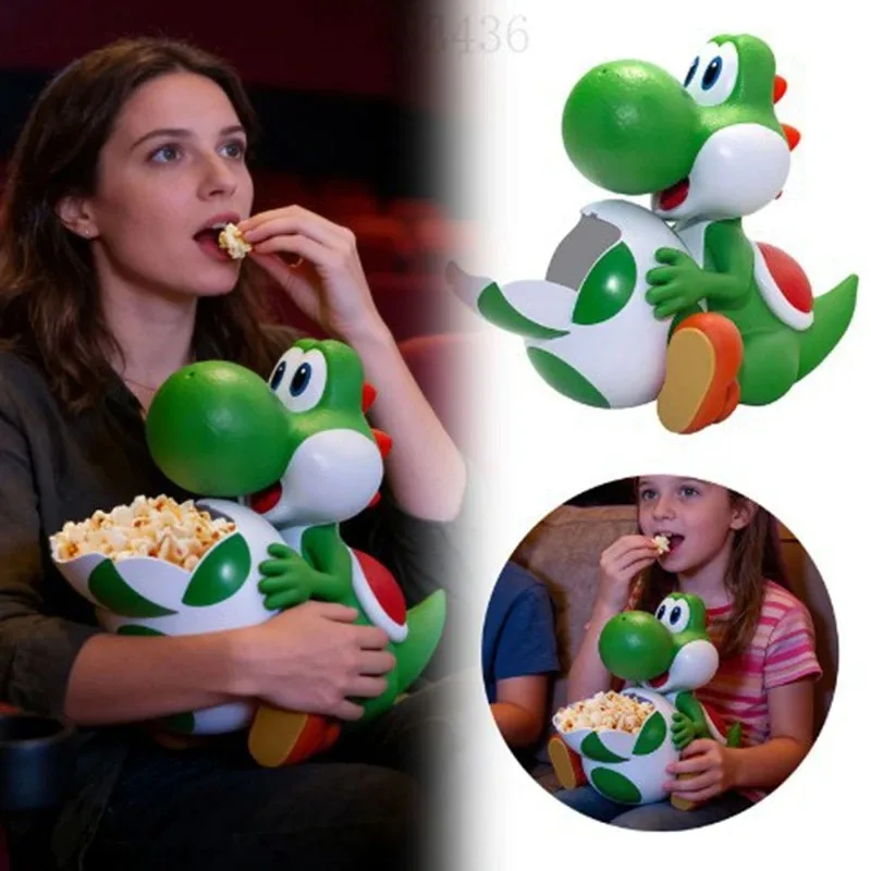 Cubo de Palomitas Universal 2026 de la Película de Mario Galaxy, Figura Coleccionable de Yoshi Abrazando un Huevo, Modelo de Almacenamiento de Snacks para Fans de Mario