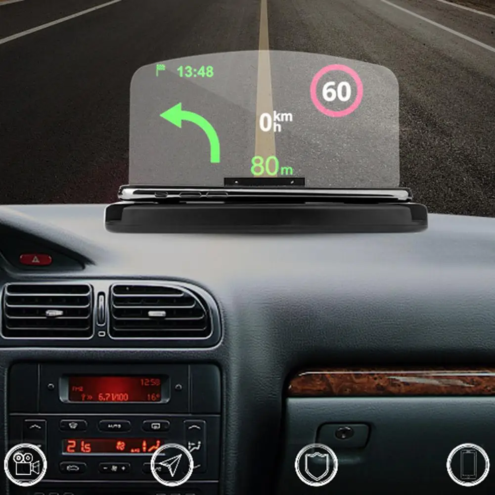 Car HUD Auto Wireless Charging Head-Up Display Car HD Mobile Phone Navigation Projector Winshield Speedometer Car Accossorriess