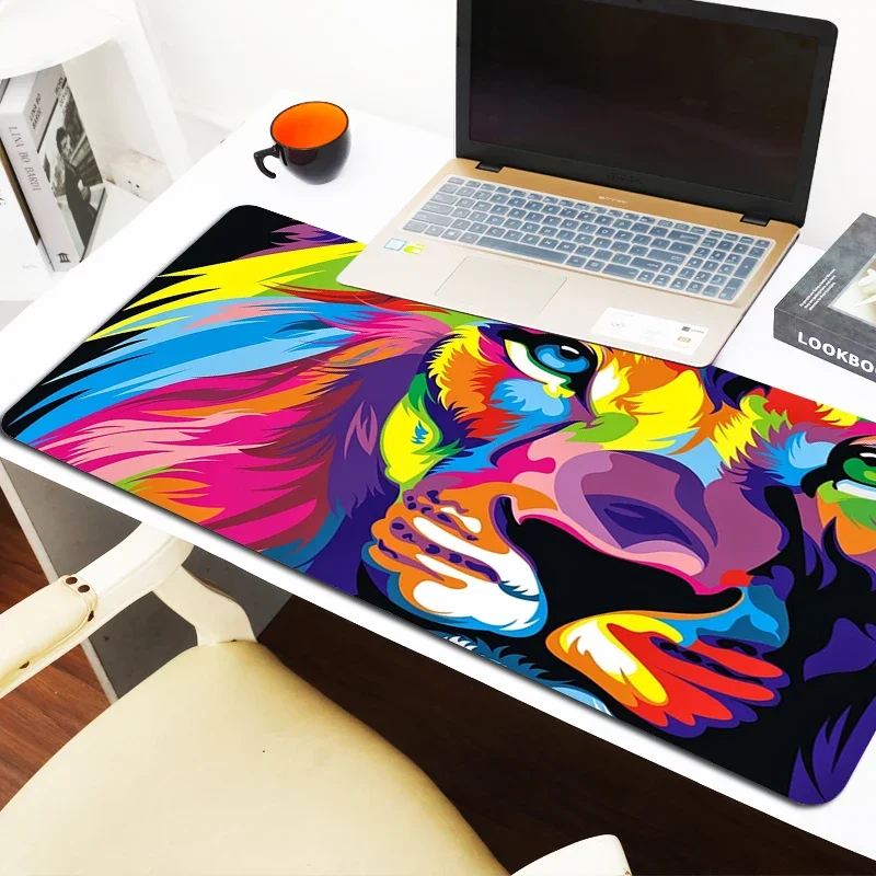 

Mousepad Gamer Lion Gaming Mouse Pad Kawaii Desk Accessories Computer Desks Pc Cabinet Games Keyboard Mat Mats Office Anime Xxl