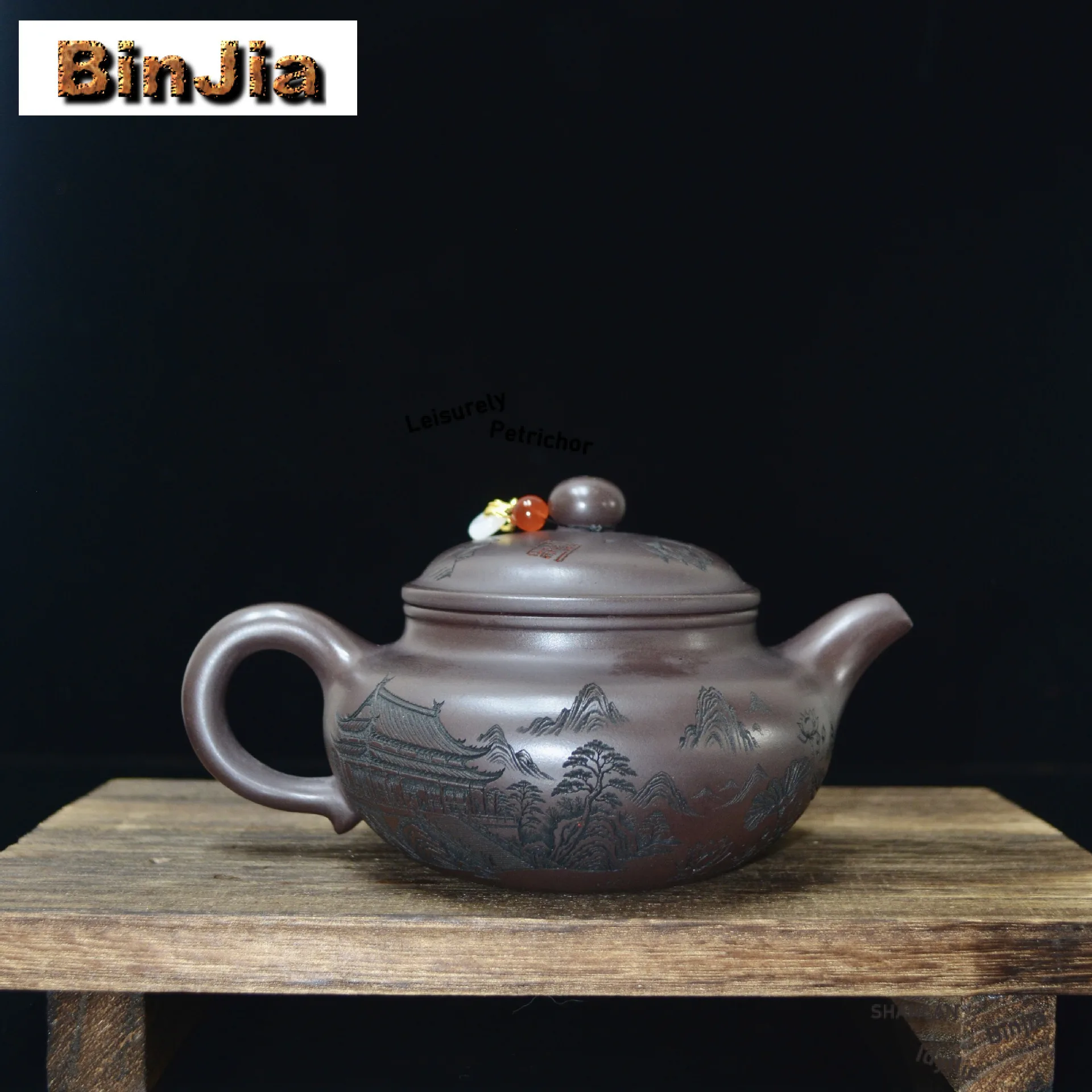340ml Authentic Yixing Purple Clay Teapots Famous Master Handmade Carved Landscape Antique Pot Raw Ore Mud Kettle Zisha Tea Set