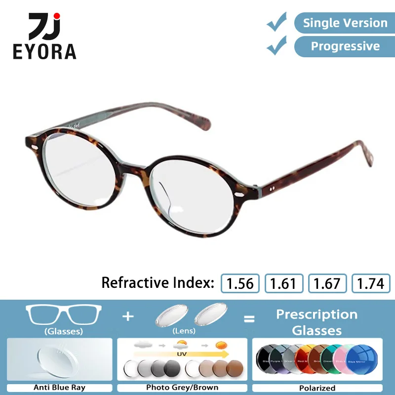 

EYORA Acetate Small Frame Oval Reading Glasses for Women Myopia and Hyperopia Anti Blue Light Progressive Photochromic Glasses