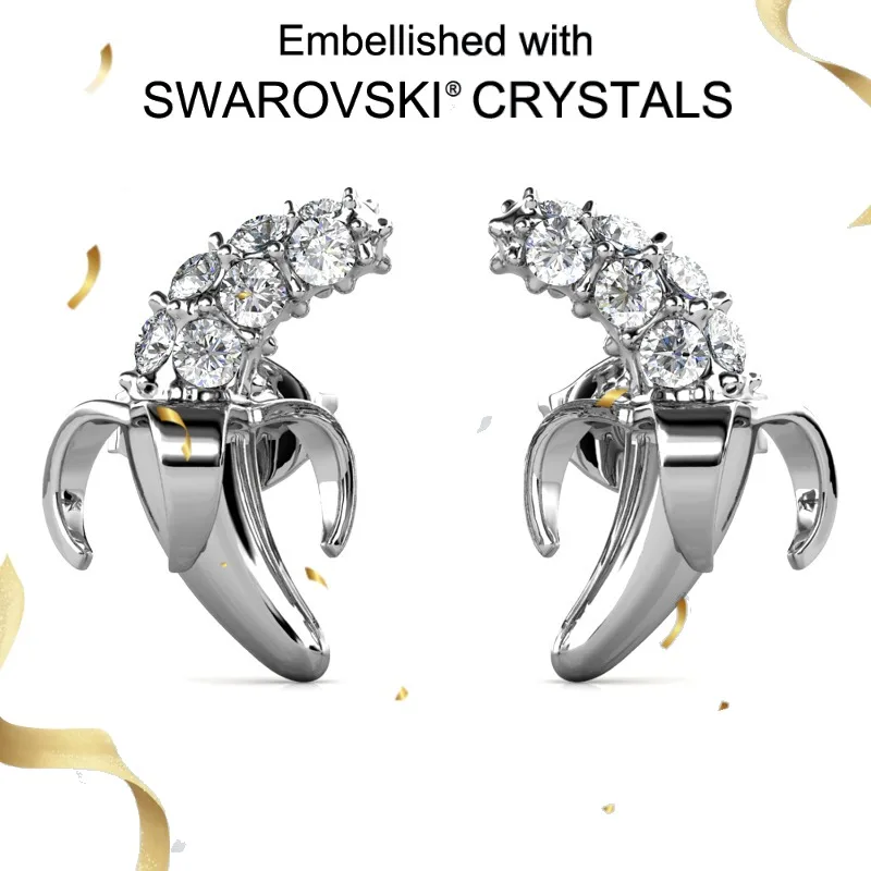 

Daisini Прекрасные крошечные серьги-бананы из чистого серебра 925 пробы с инкрустацией кристаллами Сваровски Женский модный подарок для идеального повседневного ношения