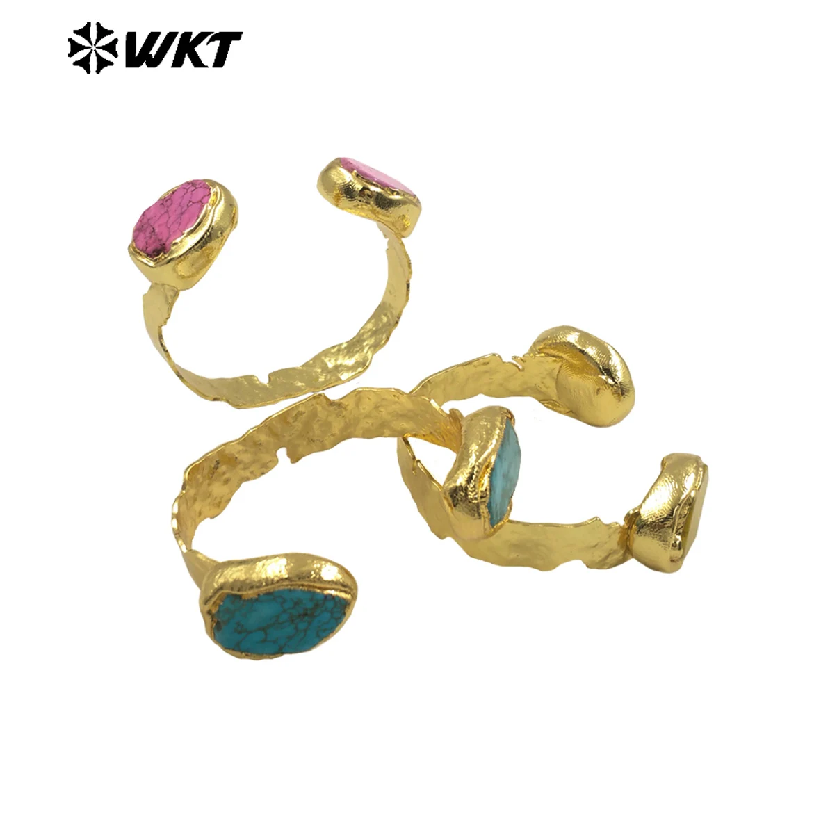 WT-B694 Wholesale High Quality Beautiful Turquoise Bangle With Real Gold Plated For Women Special Jewelry