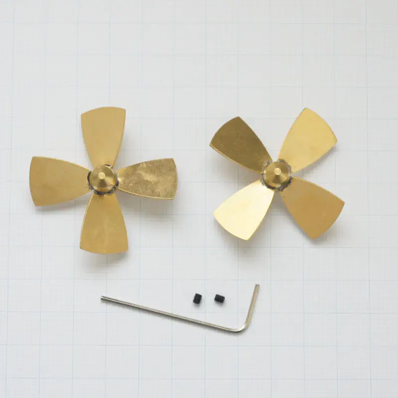 1Pair Shaft Hole Dia 3mm 4-blades Tugboat Propeller Outer Diameter 45mm Simulated Marine Power Accessories for Model Ship Boat