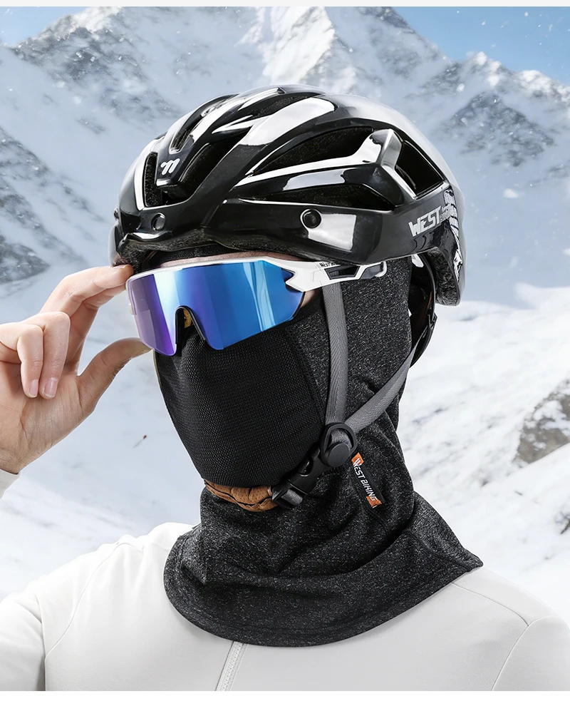 WEST BIKING Thermo-Balaclava Winddichte Gesichtsmaske mit Netzbelüftung Ski Motorrad Fleece Nackenwärmer Helmkompatibel – Detail 15