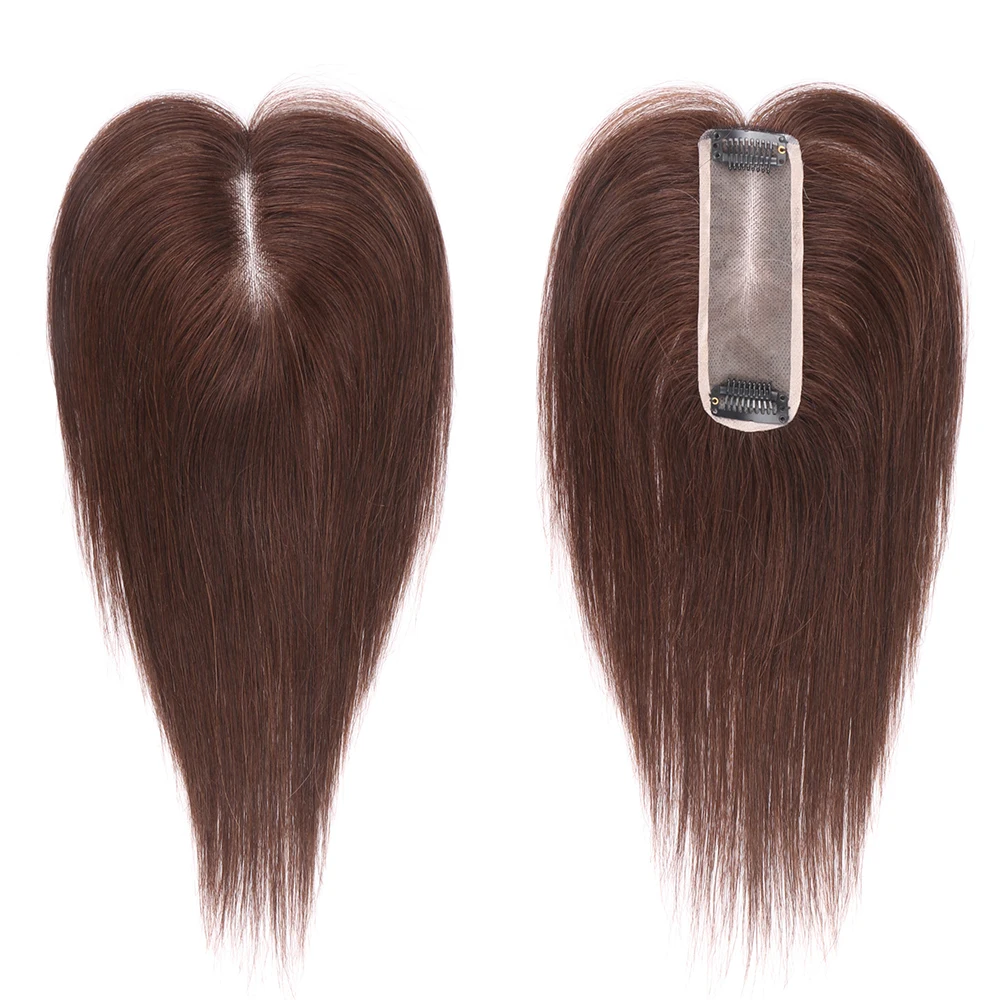 # 2 Capelli Topper 4x13 cm Mono Base Tinta Estensione Dei Capelli Umani Vergini Traspirante Per Sottile Linea Sottile/Copertura Capelli Grigi sulla Parte Dei Capelli