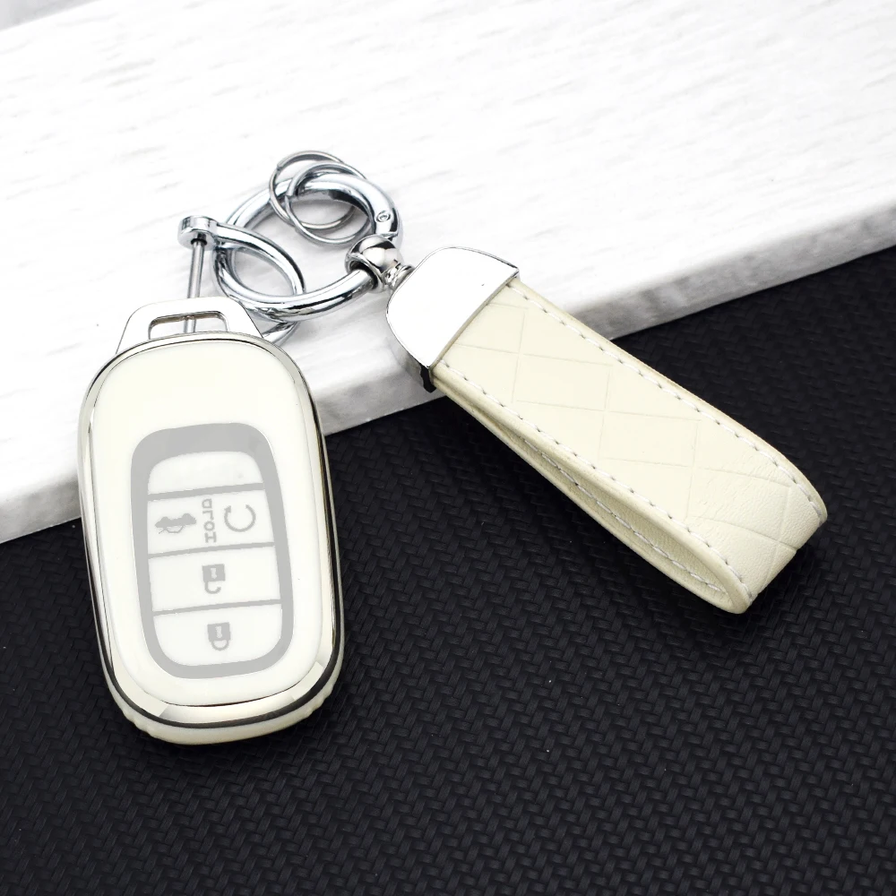 TPU Car Key Case Cover for Honda 2022 2023 2024 Accord Civic HR-V CR-V Pilot Sport SI EX EX-L Shell Fob Keychain Accessories