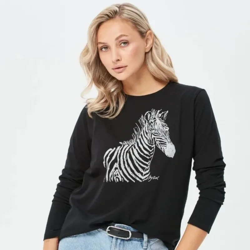 قمصان قطنية نقية طويلة الأكمام متعة زيبرا مطبوعة سوداء رقيقة بلوزات النساء الشارع الشهير تصميم القمم العصرية الخريف المرأة أنيقة #5