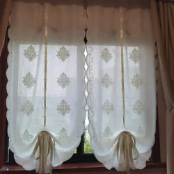 Scalloped Roman curtains that transmit light and impermeable curtains kitchen gauze curtains European bedroom floating curtains