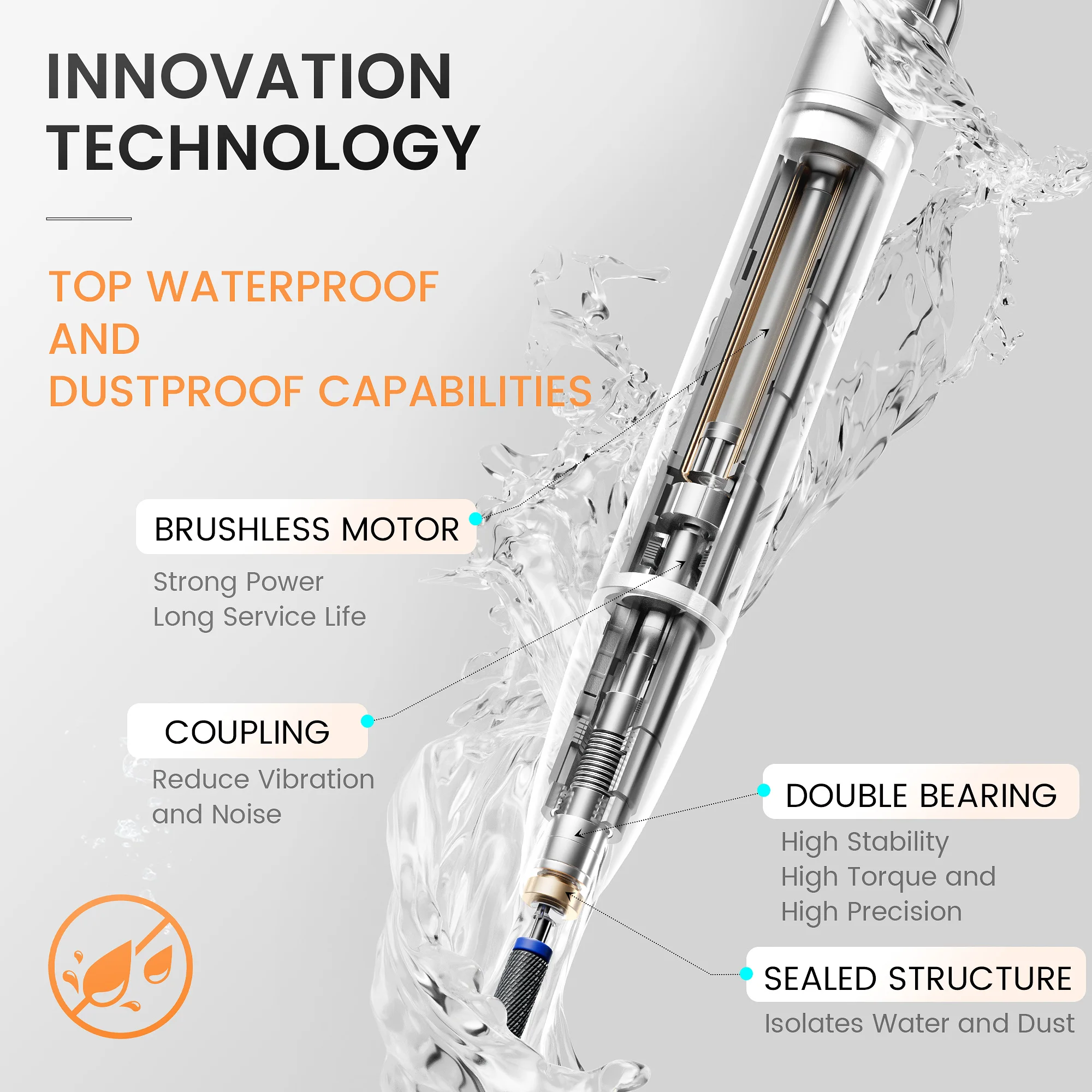 2026 LUGX New Waterproof Dustproof 35000rpm Professional Portable Cordless Rechargeable Brushless Nail Drill Machine view 5