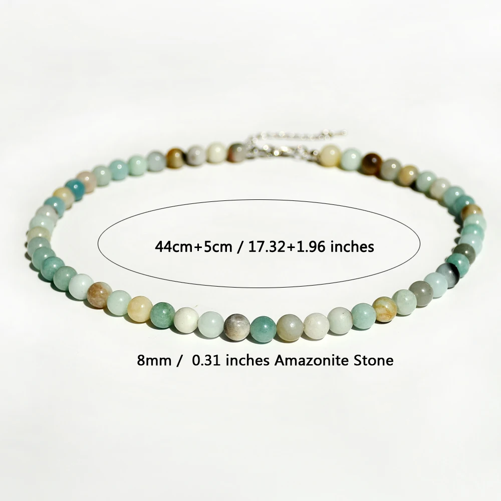 4mm 6mm 8mm Natural Stone Amazonite Round Beads Necklace Bohemian Women\'s Fashionable Charm Handmade Jewelry Accessories