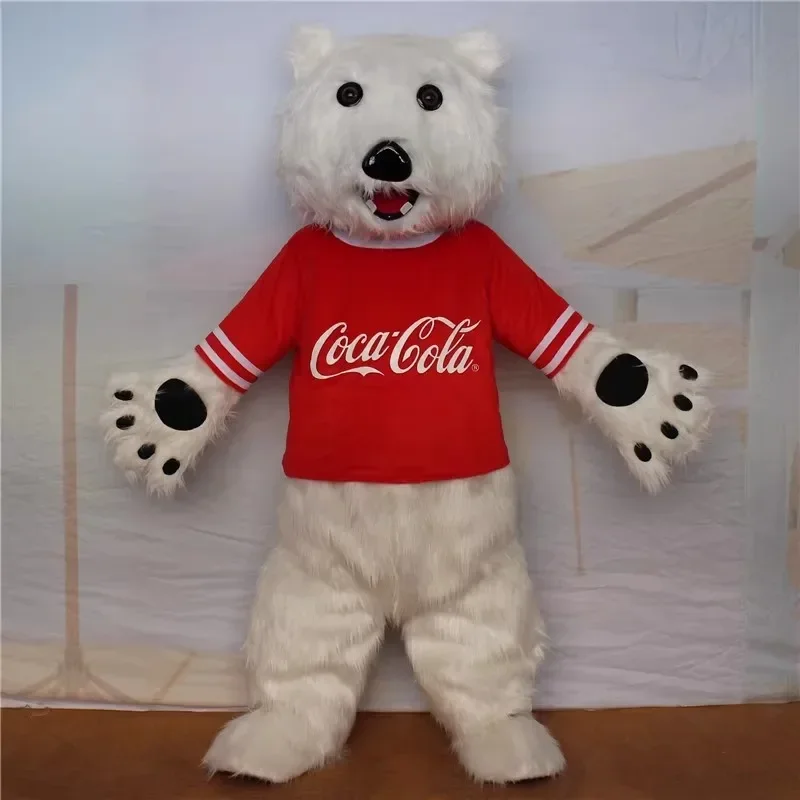 white Cola polar bear mascot costume adult coke bear mascot outfit suit