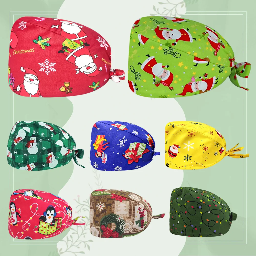 

Unisex Cotton Nurse Hat Adjustable Beauty Salon Dental Scrub Cap Laboratory Pet Shop Doctor Work Hats Medical Surgical Caps